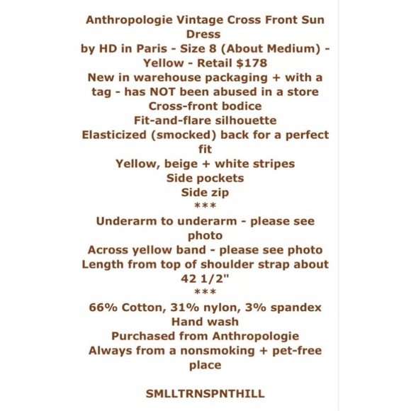 $178 Anthropologie Vintage Cross Front Sun Dress 8 Medium Yellow HD in Paris NWT - Picture 2 of 14